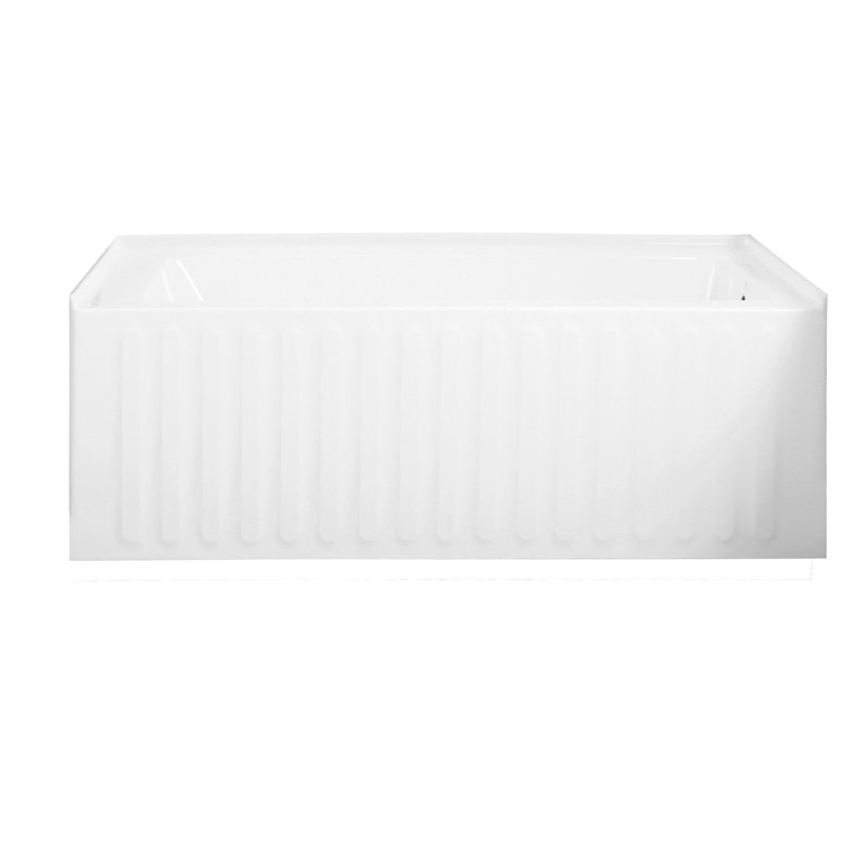 Kingston Brass Aqua Eden 60-Inch Acrylic Rectangular 3-Wall Alcove Tub, Drain Hole, Right