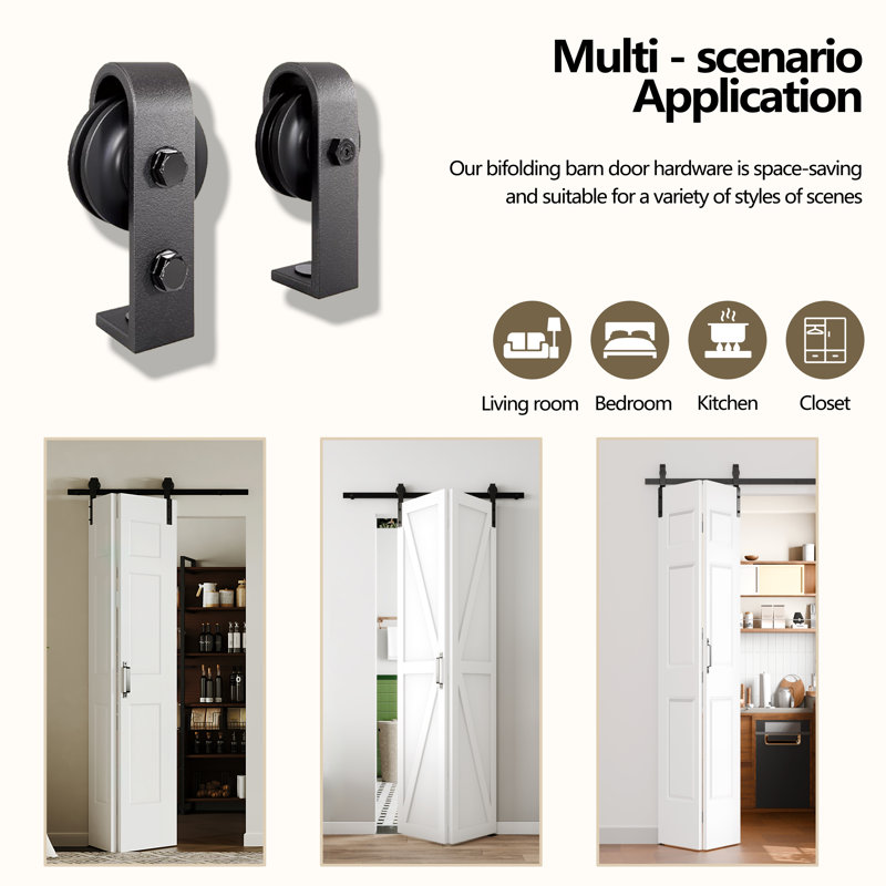 3 Lite Frosted Glass Prefinished Bi-Fold Barn Door With Hardware Kit, Assembly required, 1, 30" x 84"