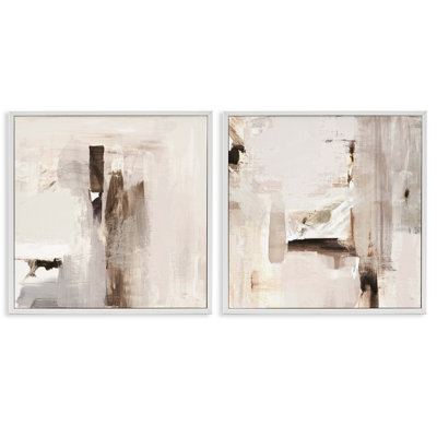  Neutral Forms on Beige 2 PC Giclee Art Set by Susan Jill