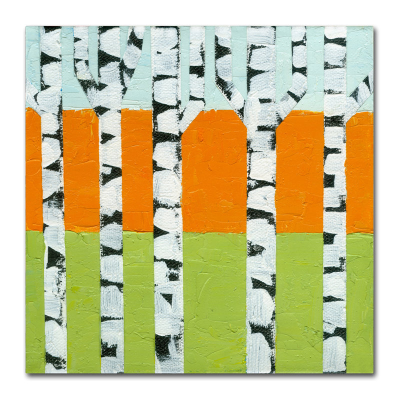 « saisonnier birches-spring », reproduction d’art sur toile tendue, H 18 po x l 18 po x P 2 po