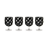 Blue Check Acrylic Water Goblets