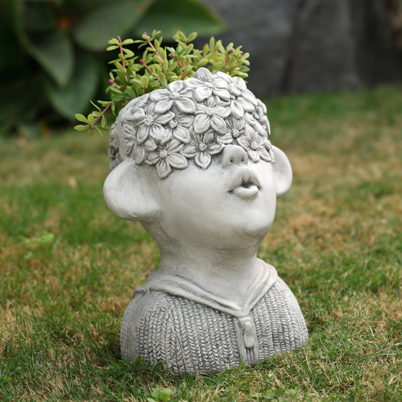 Pot de fleurs décoratif à tête sculpturale avec trou de drainage Pearse