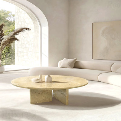 Marble Coffee Table Living Room Gold Yellow Beige Natural Small Table Natural Stone