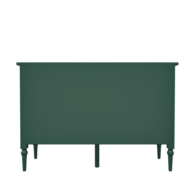 Green Mid-Century Modern Buffet Cabinet with Glass Doors