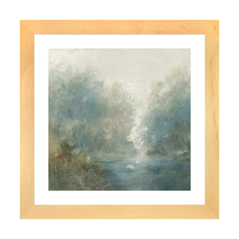 «Quiet Mist» par Carol Robinson - reproduction imprimée, H 16 po x l 16 po x p 1 po, Toile avec cadre en bois beige, Blanc