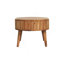 Table basse à rayures en bois, 2 tiroirs, pieds nordiques, brun clair