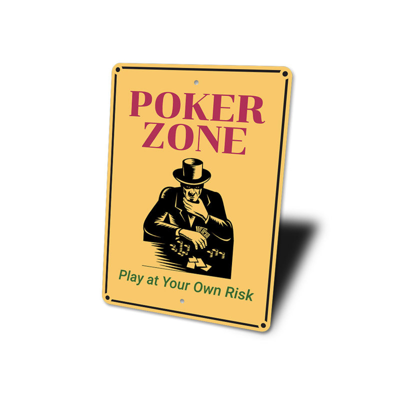 Plaque en aluminium Poker Zone, H 18 po x l 12 po x P 0,06 po