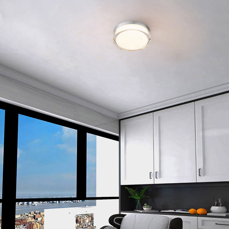     Sunspot LED Flush Mount for Indoor/Outdoor Use, 3-CCT Selectable, Dimmable, Ceiling or Wall Mount, Stainless Steel