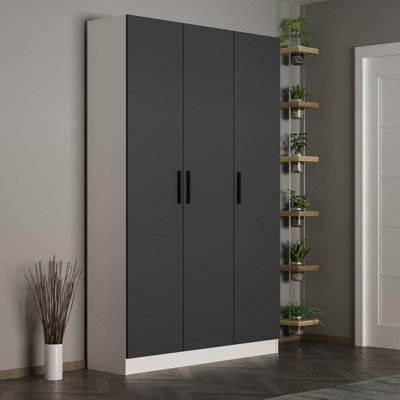 Meuble de couloir moderne, couleur anthracite, 53,1 po x 82,7 po x 13,8 po | 100% panneau de particules enduit de mélamine, épaisseur: 0,7 pouce | Solution de rangement élégante et fonctionnelle pour les entrées, design durable et contemporain