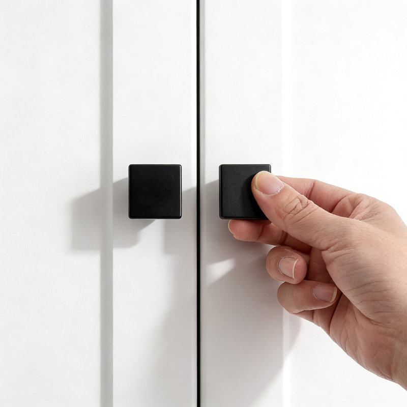 Ensemble de 10 poignées d'armoire carrées noires mates, tiroirs en métal massif avec coins arrondis pour armoires de cuisine, meuble-lavabo, commode et meubles