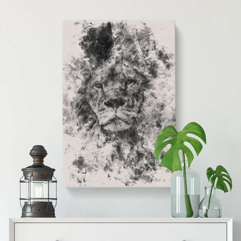 View of a Lion Watercolour - Wrapped Canvas, 50cm H x 35cm W x 3cm D