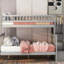 Lit superposé simple / double avec escalier gris Spark, bois de pin et avec tablettes latérales pour le rangement, peut être divisé en deux unités séparées