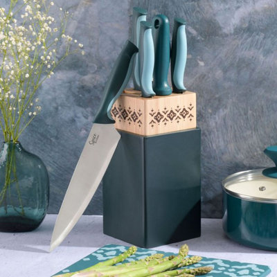 Gibson Tia Mowry 7 Piece Stainless Steel Knife Block Set