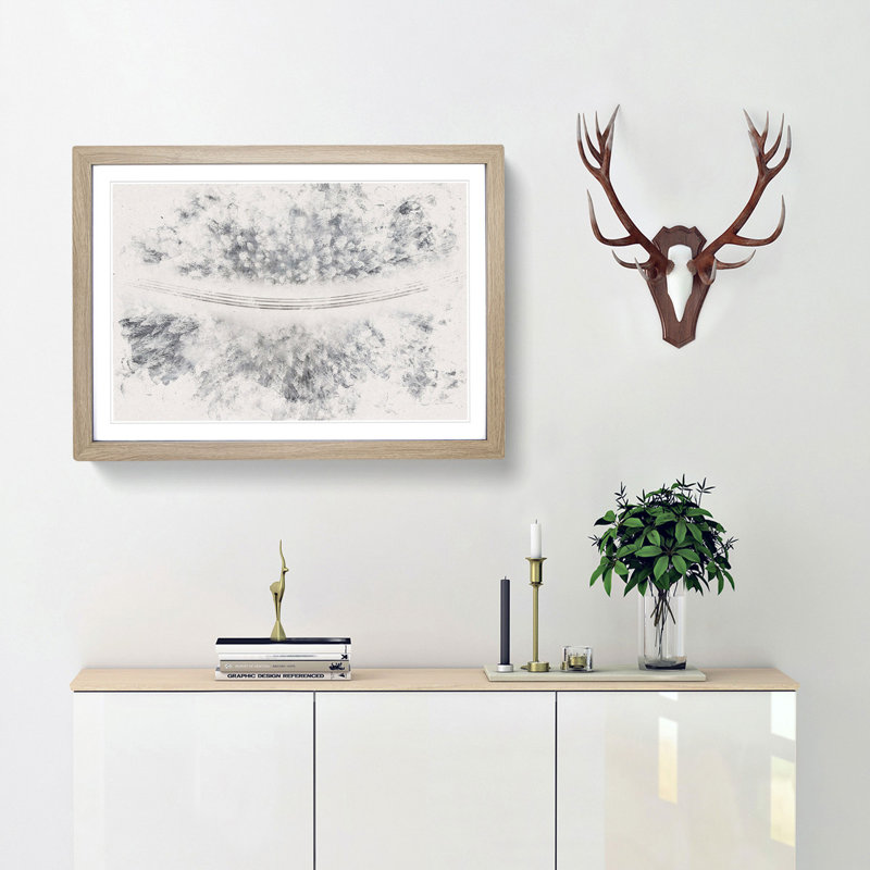 Winter Road Watercolour - Framed Print, 62cm H x 87cm W x 2cm D, Oak