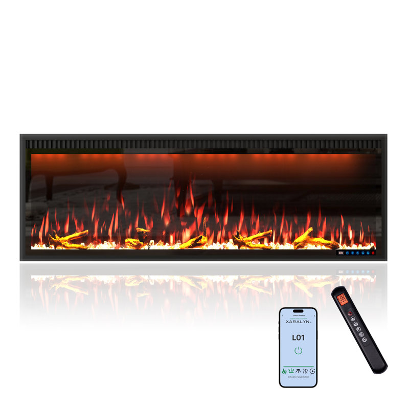 Wall Mounted/Recessed-In Electric Fireplace With Smart WIFI, 17" H x 50" W x 6.3" D