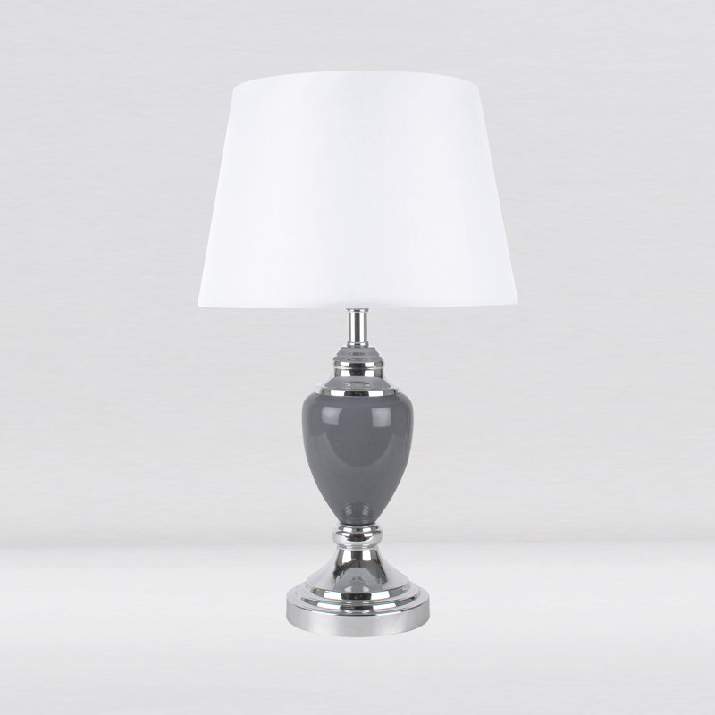 Petunia Table Lamp, Chrome/Grey, White