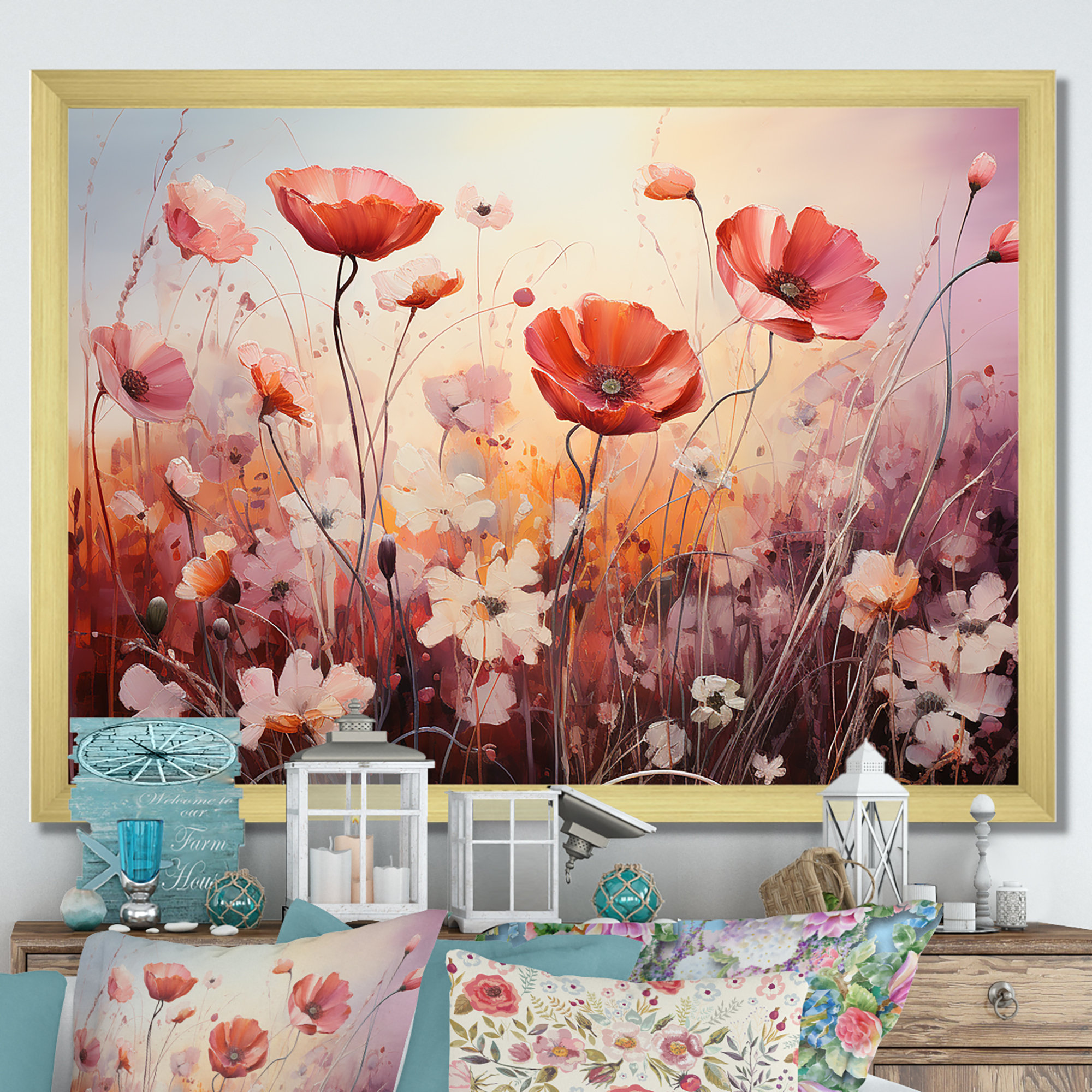 Winston Porter Pink Crimson Flower S Embrace - Flower Canvas Wall Art ...