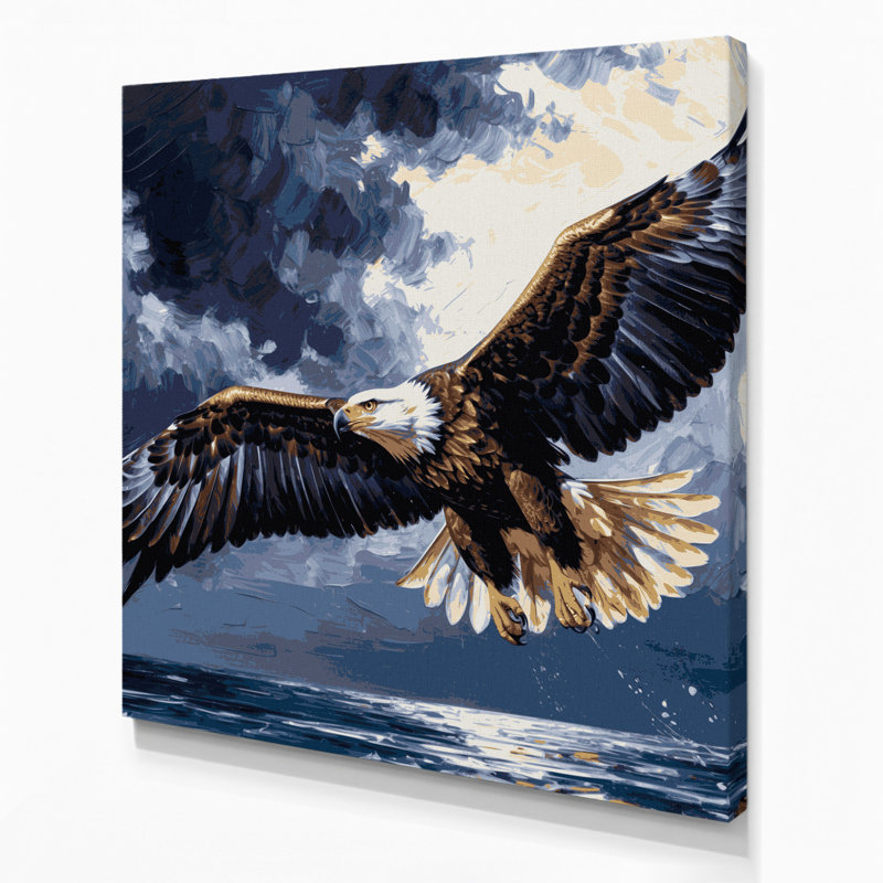 Faune, poisson africain, aigle, art mural sur toile grise, H 32 po x l 32 po