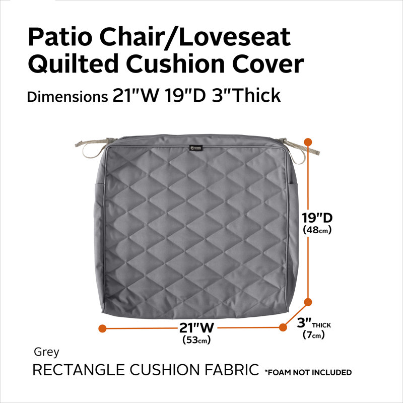 Ayvion Outdoor 3'' Bench Cushion Cover, Gray, 21" W x 19" D