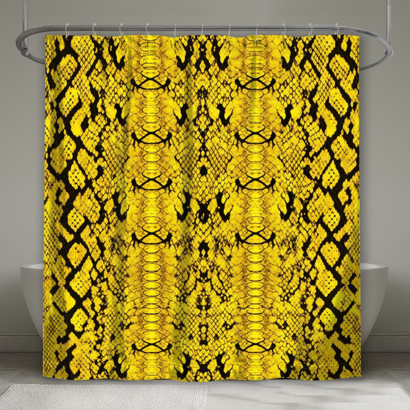 Rideaux de douche Snake, L 70 po x H 84 po, Noir foncé / jaune moyen