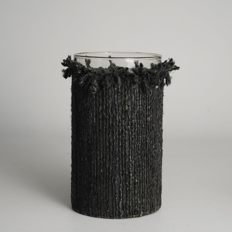 Porte-votive de table en verre, H 10 po x l 10 po, Gris foncé