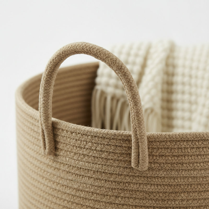 58L Jute Laundry Hamper with Handles