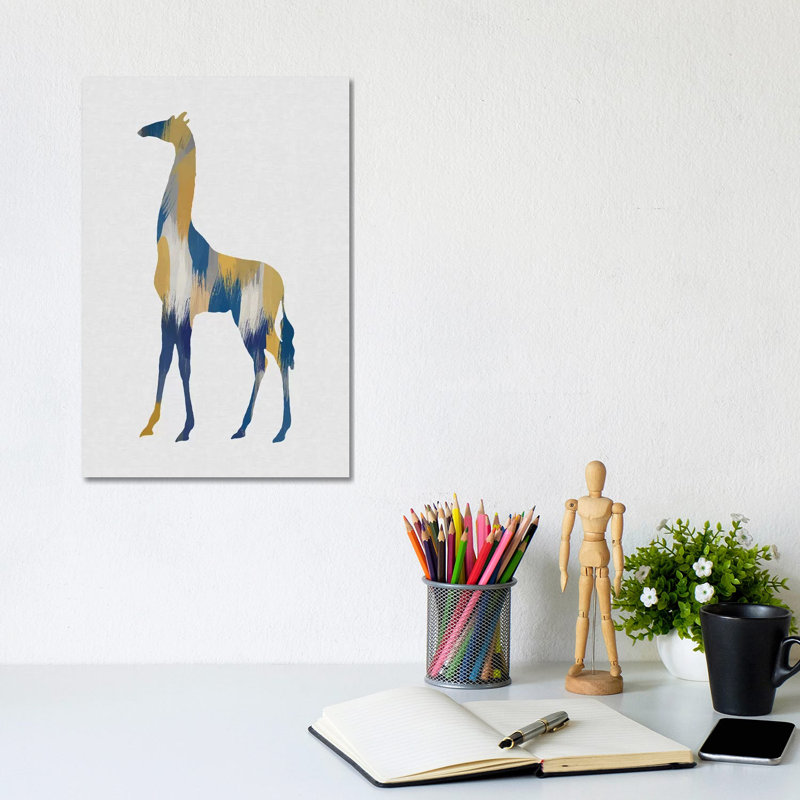 Giraffe Blue And Yellow by Orara Studio - Wrapped Canvas Gallery-Wrapped Canvas Giclée, 20.32 cm H x 30.48 cm W