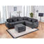 Canapé modulaire en chenille l 115 po gris Trey avec dossier réglable, ports de chargement, poches, capitonnage, repose-pieds avec rangement, coussins décoratifs