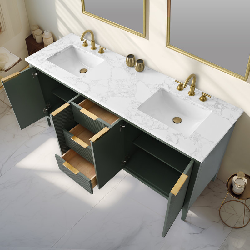 Bilroy 72" Double Vanity, Vintage Green/Brushed Bronze