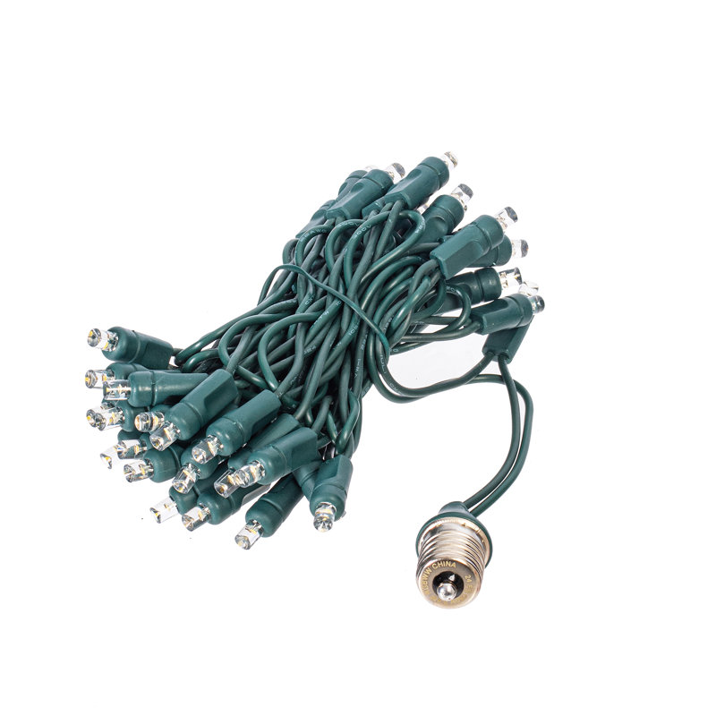  40 Light x 120" Long E17 Base 5MM Wide Angle Green Wire RGB Warm White Light Drop with 3" Bulb Spacing, Green