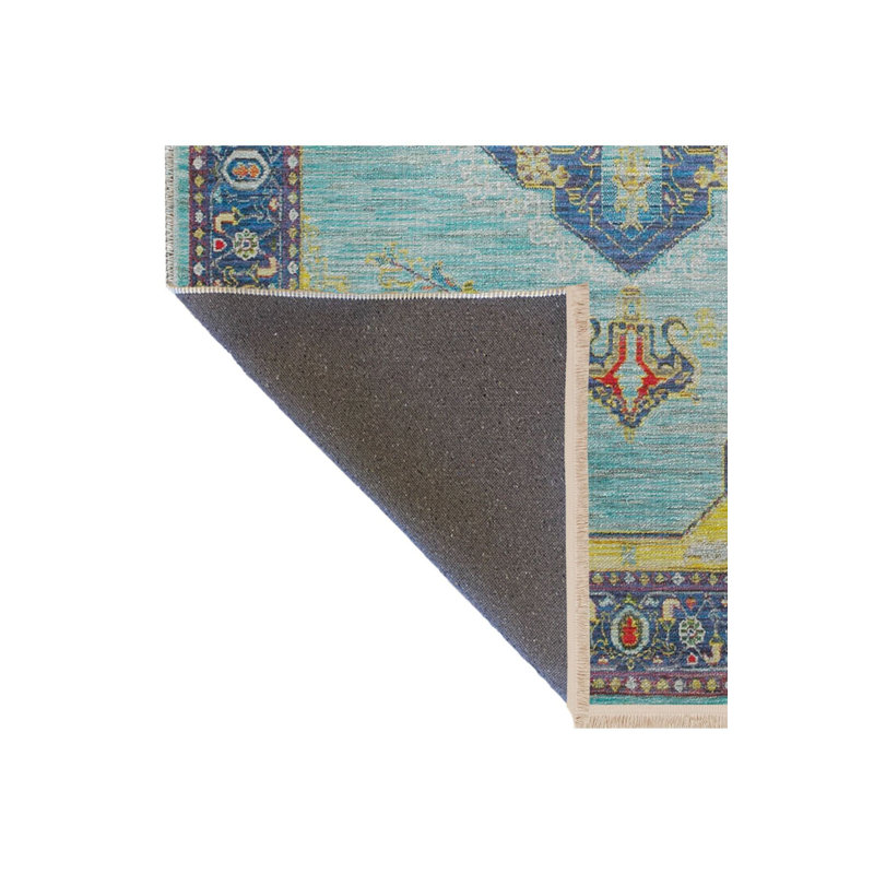 Tapis décoratif décoratif bleu rétro, Sous-tapis rectangulaire 3 pi 11 po x 5 pi 11 po i
