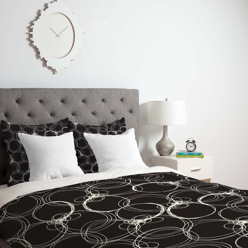 Housse de couette à cercles légers, Très grand, Noir et blanc