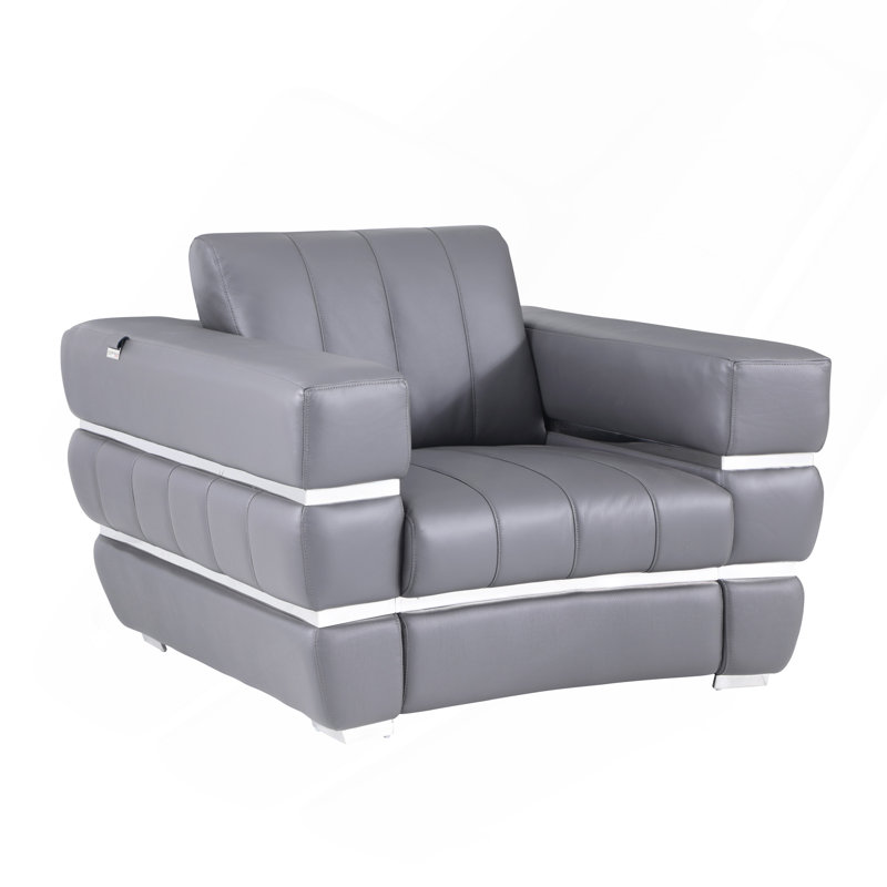 Chaise en cuir fleur, Gris