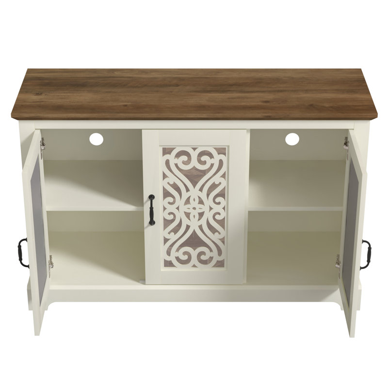 Airalyn Traditional Sideboard Set Of 2, Ivory/Knotty Oak