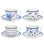 Ensemble de 4 tasses à thé et soucoupes en porcelaine tendre rétro Indigo