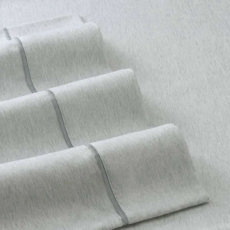 Martex Arcadia Heather Herringbone Sheet Set, Queen Sheet Set with Fitted Sheet + 2  Pillowcases, Gray