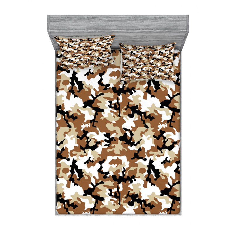 Microfiber Camouflage Sheet Set, Queen Sheet Set with Fitted Sheet