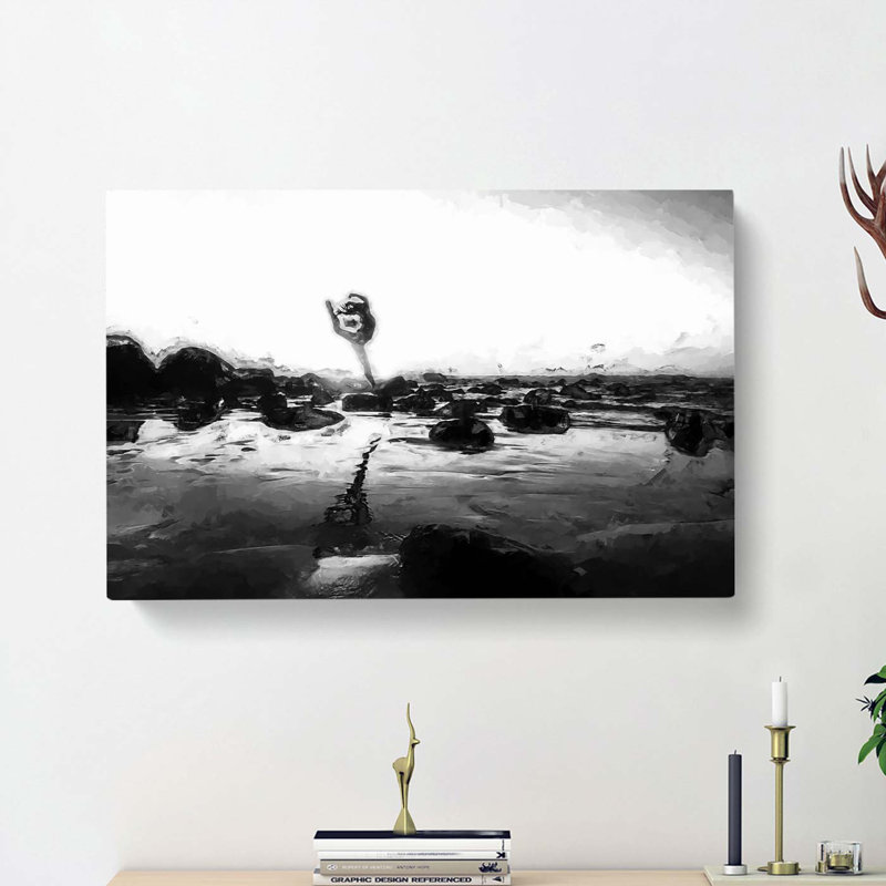 Dancing Upon The Beach In Abstract - Wrapped Canvas Painting, 50cm H x 76cm W x 3cm D