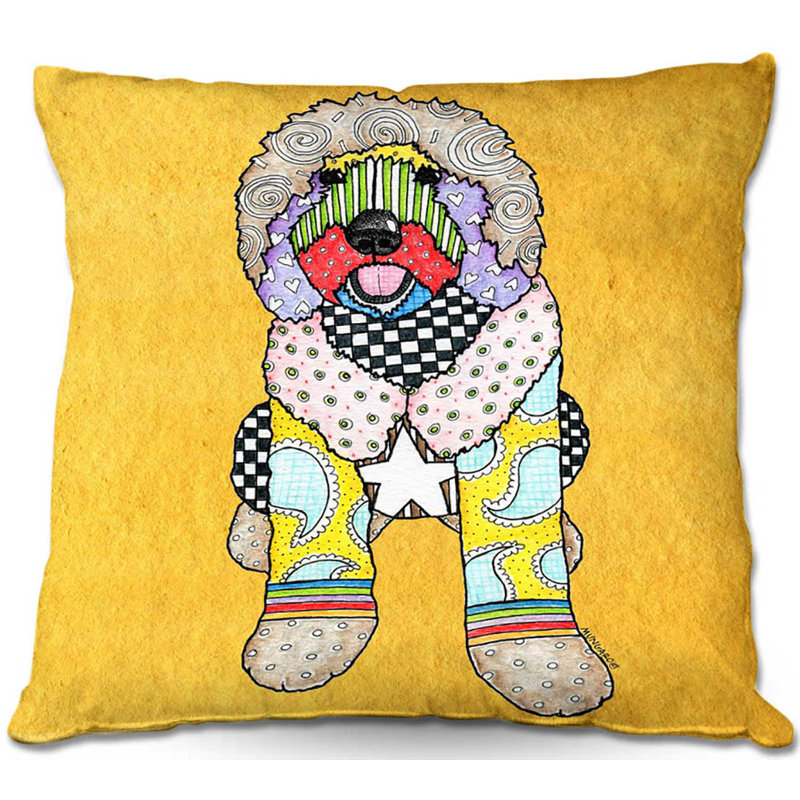  Coussin Couch Labradoodle Dog, 18 po x 18 po, Or