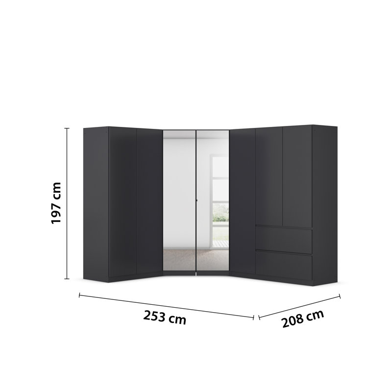 Wardrobe wardrobe set COSTA handle-less front, push-to-open, Metallic grey