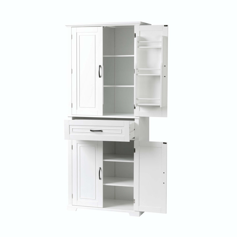 Bryse 72.2" H Bathroom Storage Cabinet with Drawer, Multiple Storage Space, Adjustable Shelf, White