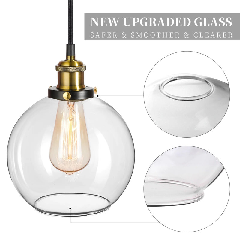 7.87"  1 - Light Single Pendant Light with Clear Glass Shade Fixtures Modern for Kitchen Island Hallway