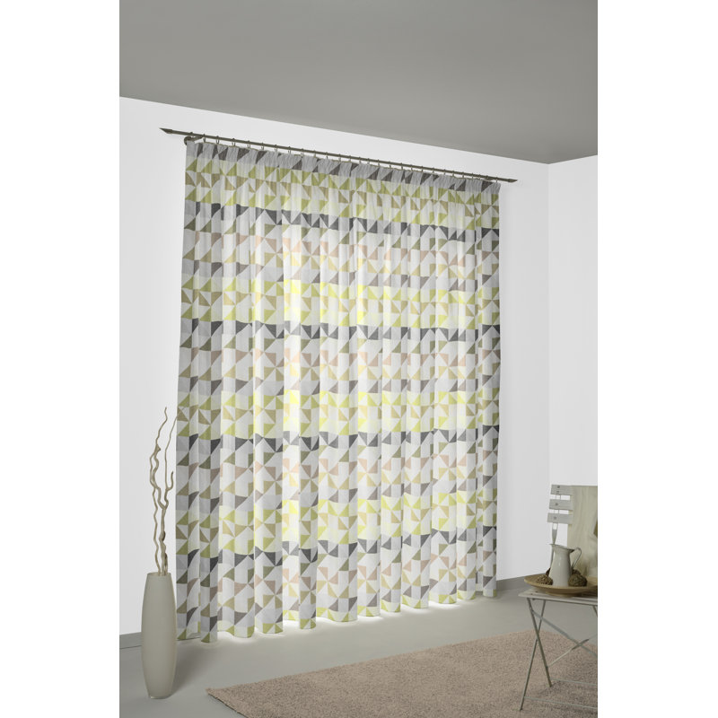 Bernd Room Darkening Single Panel, Green/Grey/Beige, 132cm Width x 225cm Drop