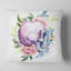 Crâne avec bordure fleurie - Coussin décoratif à imprimé floral-29882128-29882131
