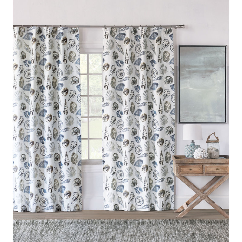 Persea Coastal Blue Cotton Room Darkening Curtain Panel