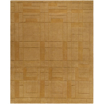 Hand Loomed Wool Geometric Area Rug in Gold