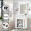 Meuble-lavabo 24 po avec lavabo supérieur, meuble de rangement moderne à 2 niveaux, meuble-lavabo simple, grandes tablettes de rangement