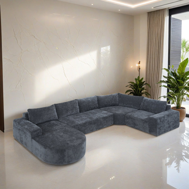 Canapé-lit modulaire 4 pièces pour salon, Gris chenille