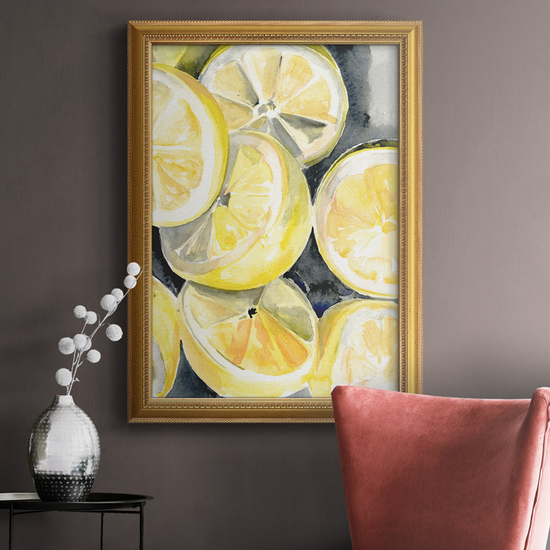 Lemon Slices I, toile encadrée de qualité supérieure - prête à être accrochée, H 20 po x l 16 po x P 1 po