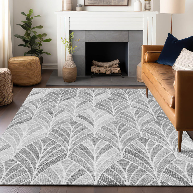 Premium Machine Washable Prisco Gray Rug, Rectangle 10' x 14'